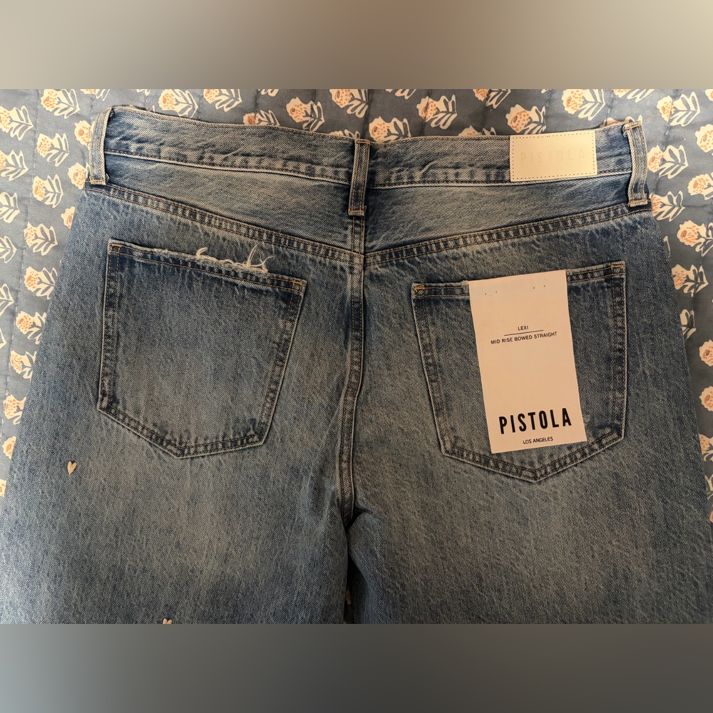 NWT Pistola Lexi Confetti Heart Embroidered Bowed Straight Jeans | Size 28 - Picture 9 of 9